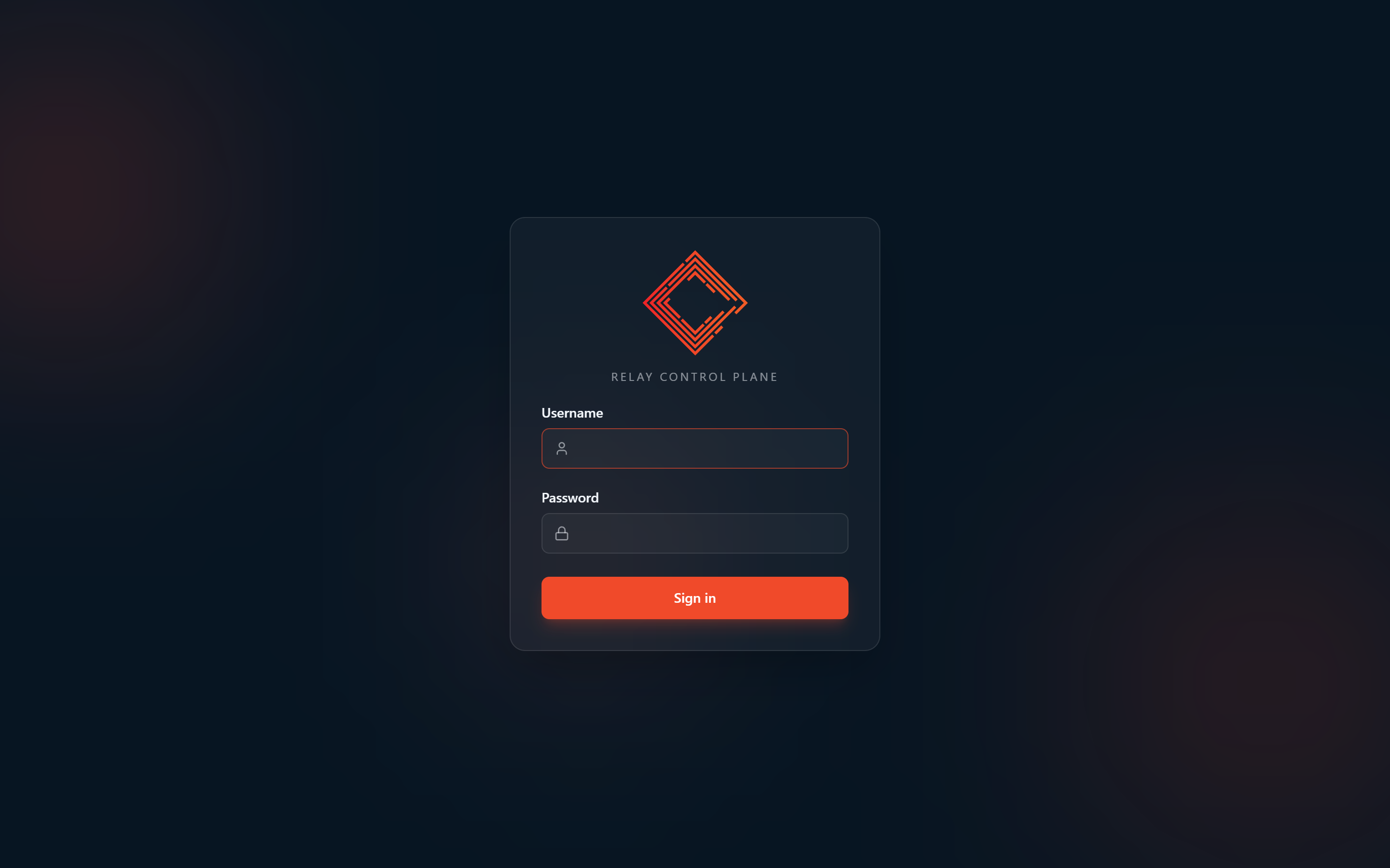 Admin panel sign in screen